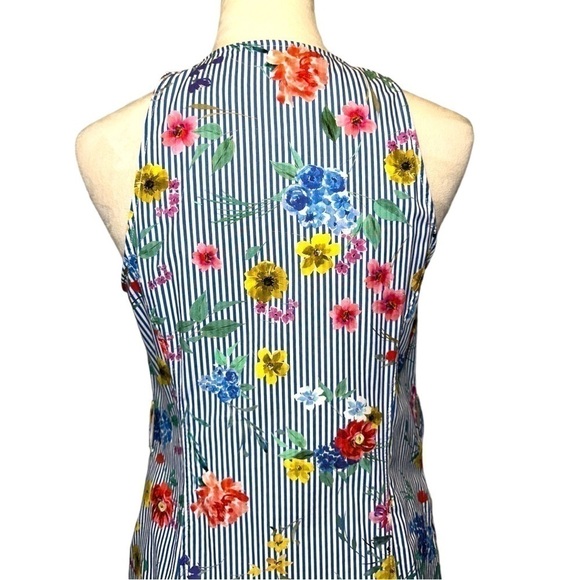 Zara Striped Floral Midi Dress Medium M - Picture 4 of 16